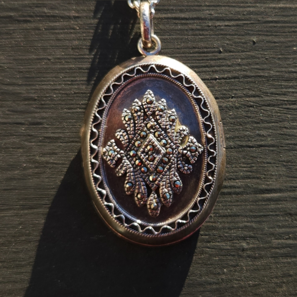 Vintage Locket: Sterling Silver and Marcasite